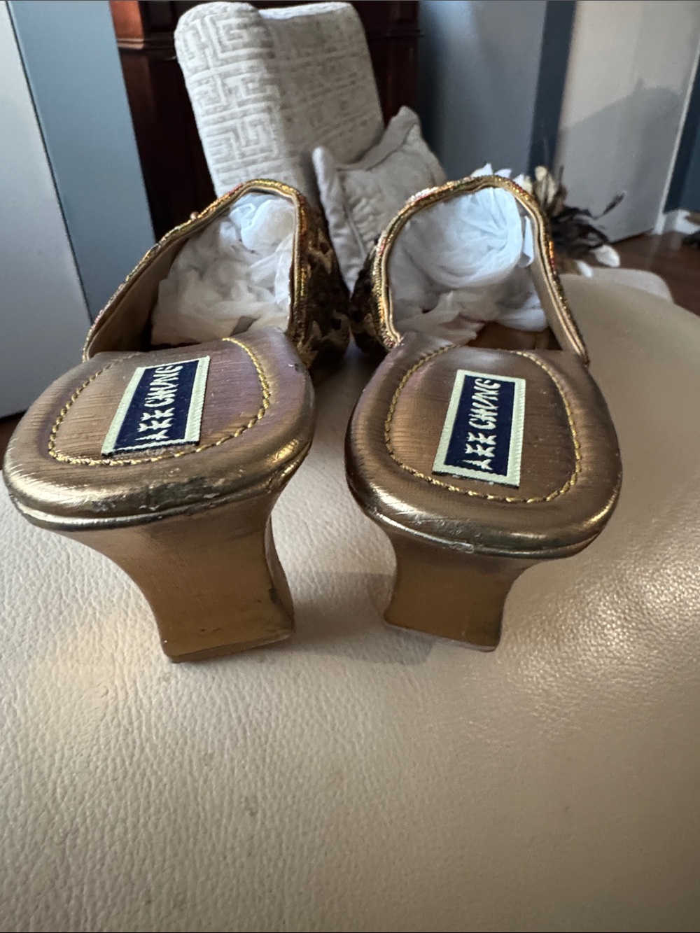 Lee Chung Gold Beaded Women's Slip-On Mules - Picture 9 of 9
